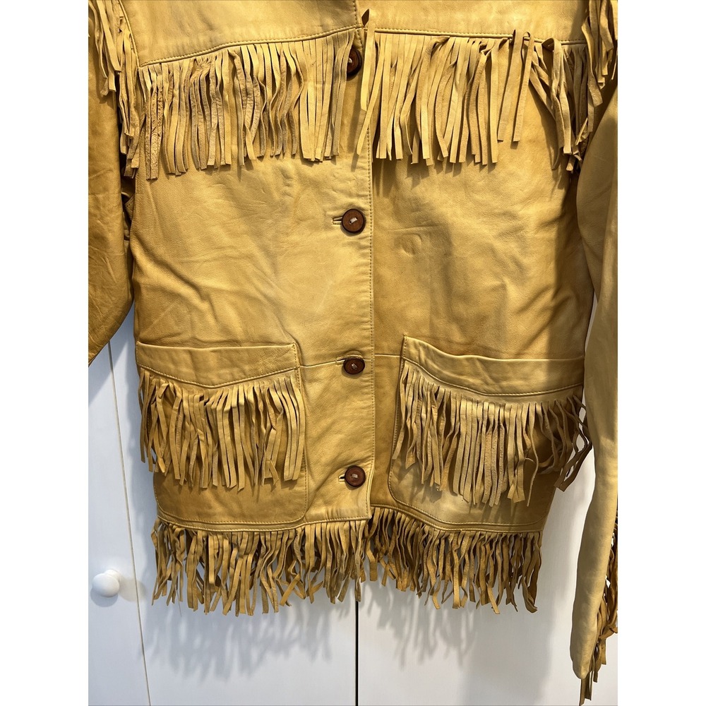 Lucky Brand 100% Genuine Leather Fringe Cowboy/Southwest Style Jacket - Sz S - Picture 6 of 11